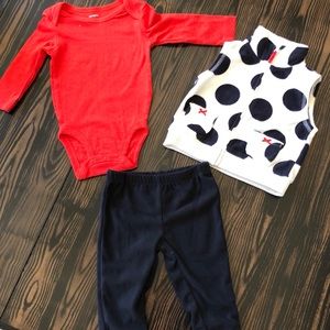 Baby girl pants, onesie, & vest set.